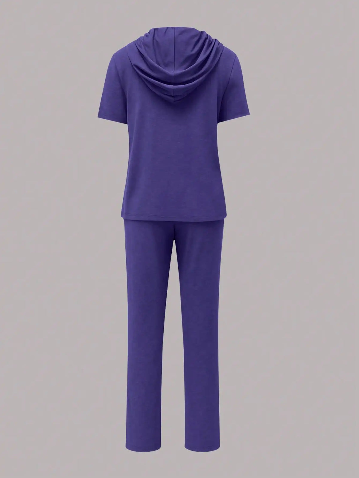 Summer Women's Suit New Style Casual Comfortable Solid Color Hooded Short-Sleeve Top with Versatile Elastic Waist Pocket Straight-Leg Pants Women's Two-Piece Set
