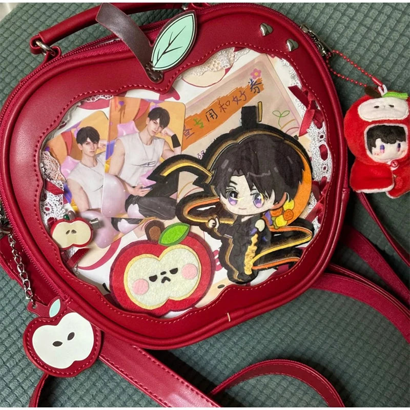 Women's multifunction handbag cute sweet apple shape fashion design large capacity handbag  new versatile niche transparent bag