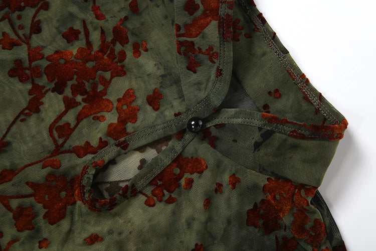 Sheer Jacquard Patchwork High Neck Tank Top for Women