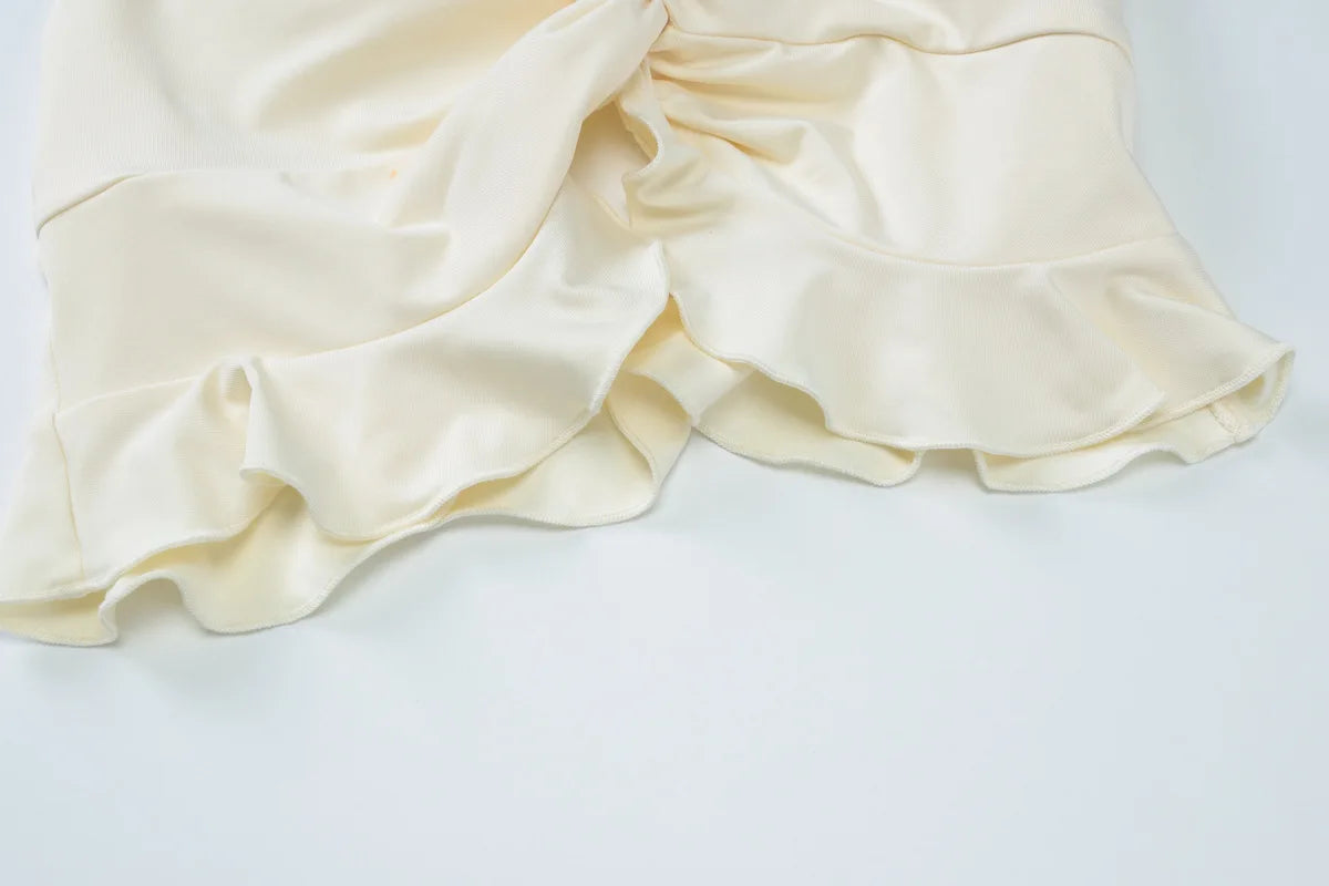 Cryptographic Elegant Two Piece Sets Sleeveless Frill Halter Twist Top Dress Sets Outfits Fashion Co-ord Sets Coquette Clothes