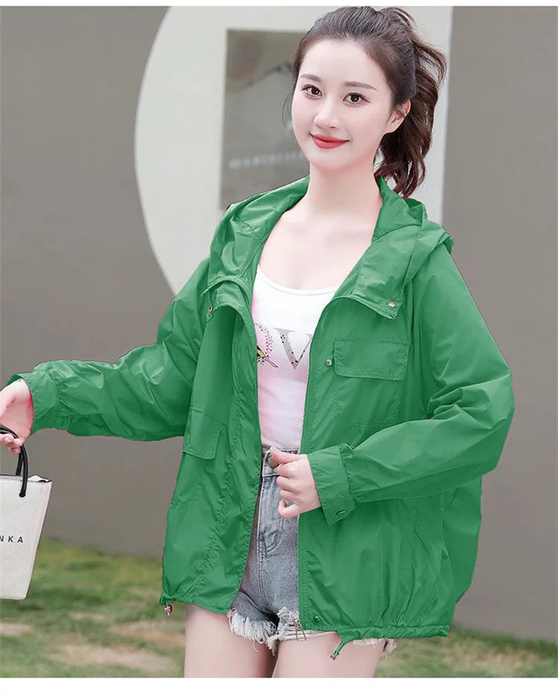 Casual Loose Fit Breathable Hooded Jacket for Women