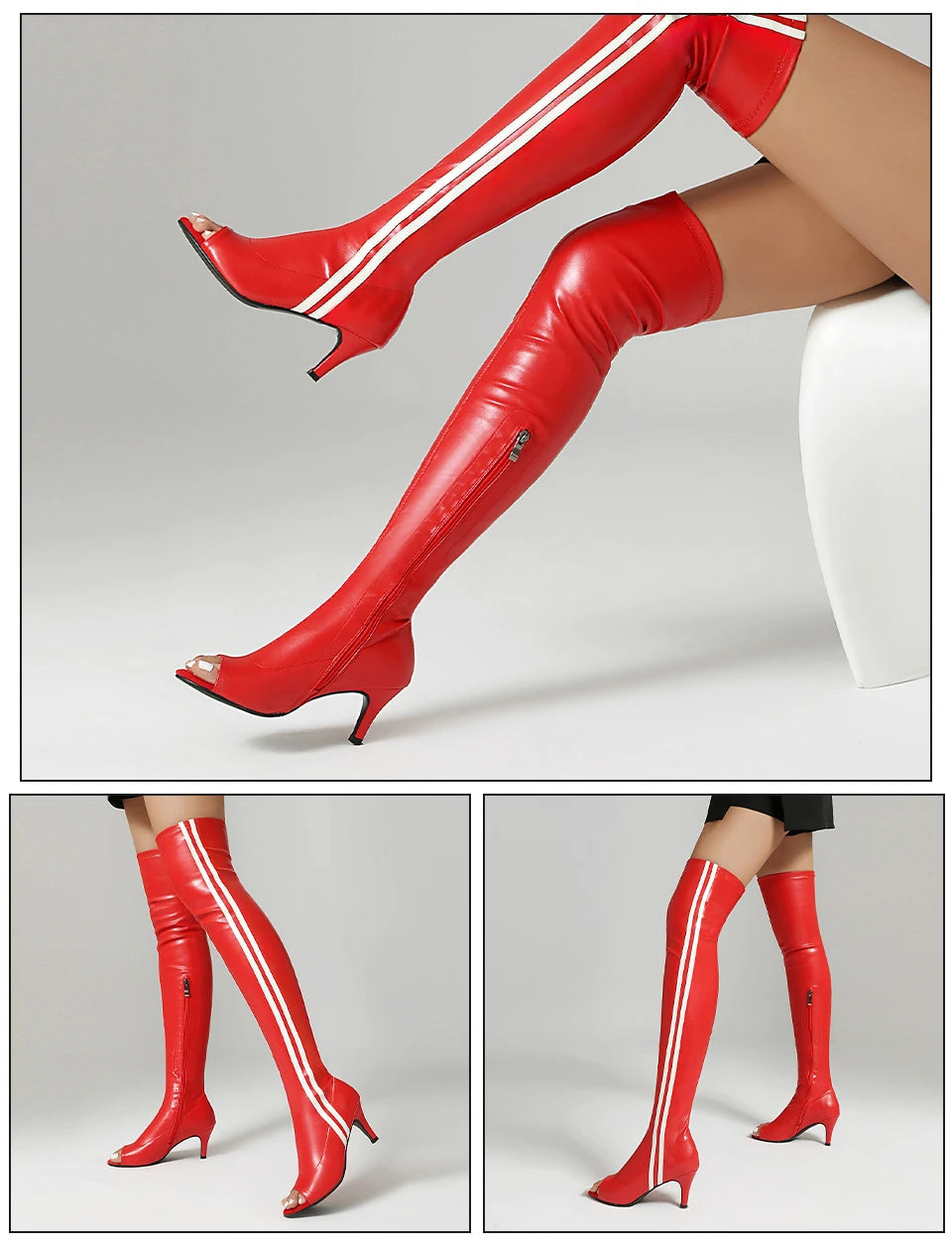 Elastic Stiletto High Heel Knee-High Dance Boots for Women