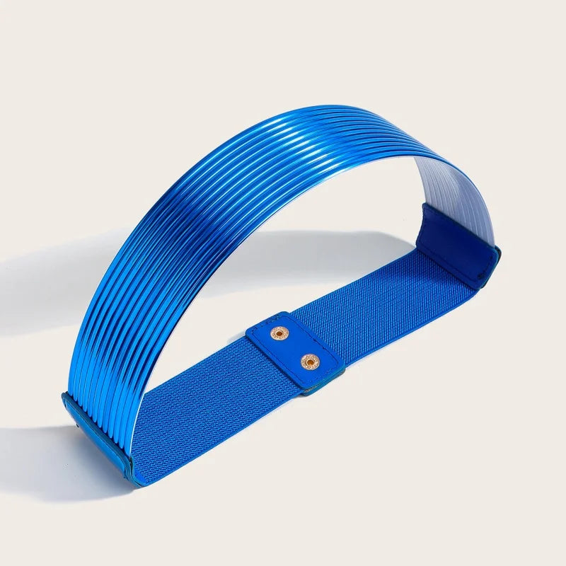 Pearl Embellished Wide Elastic Waist Belt for Women