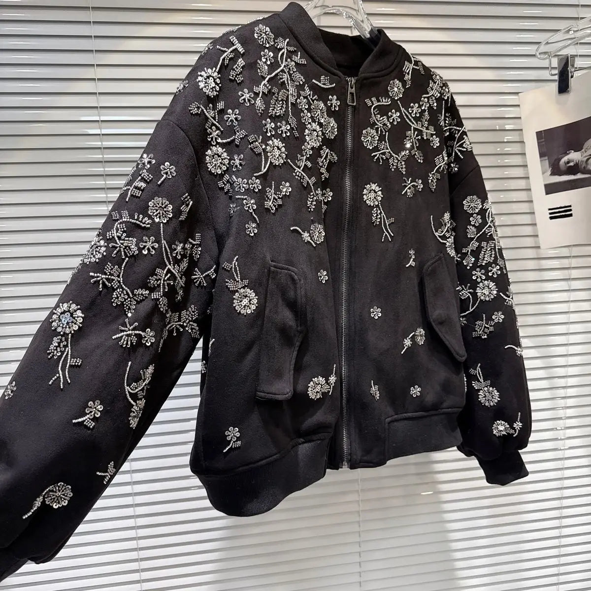 2026 Winter New Coat for Women,Retro Heavy Industry Nail Bead Suede Embroidery Loose Cotton Jacket