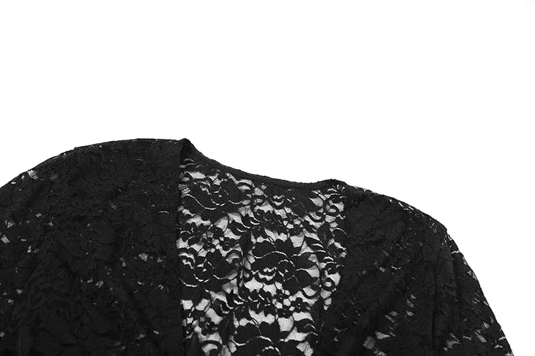 Low Neck See Through Jacquard Long Sleeve Romper for Women