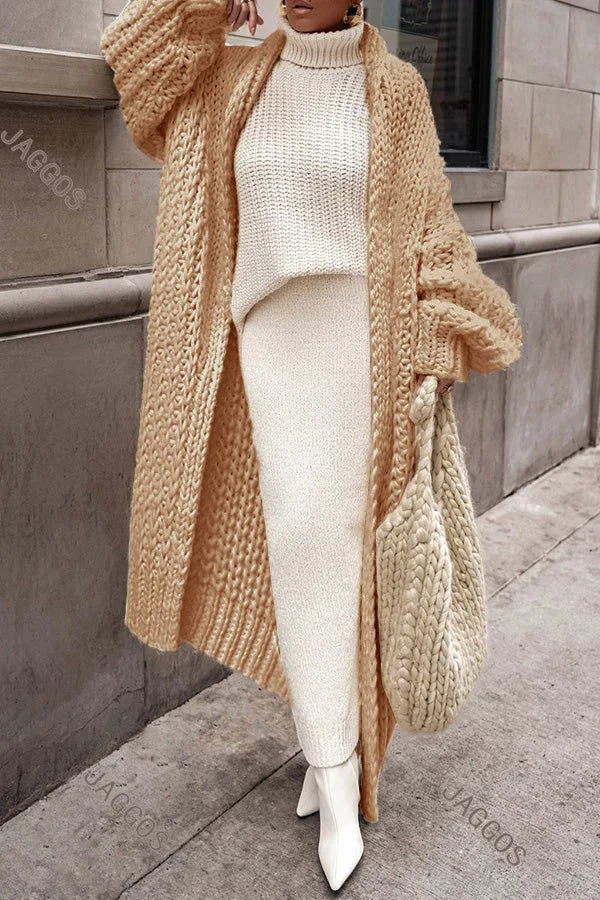 Casual Oversized Hollow Out Knit Cardigan for Women