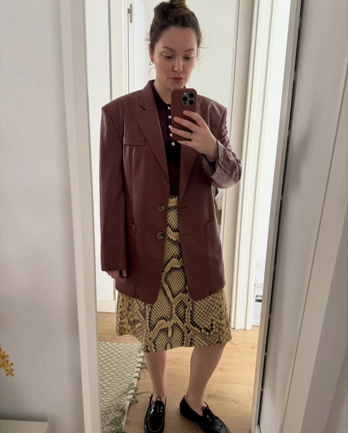 Snake Print High Waist Slim Fit Midi Skirt for Women
