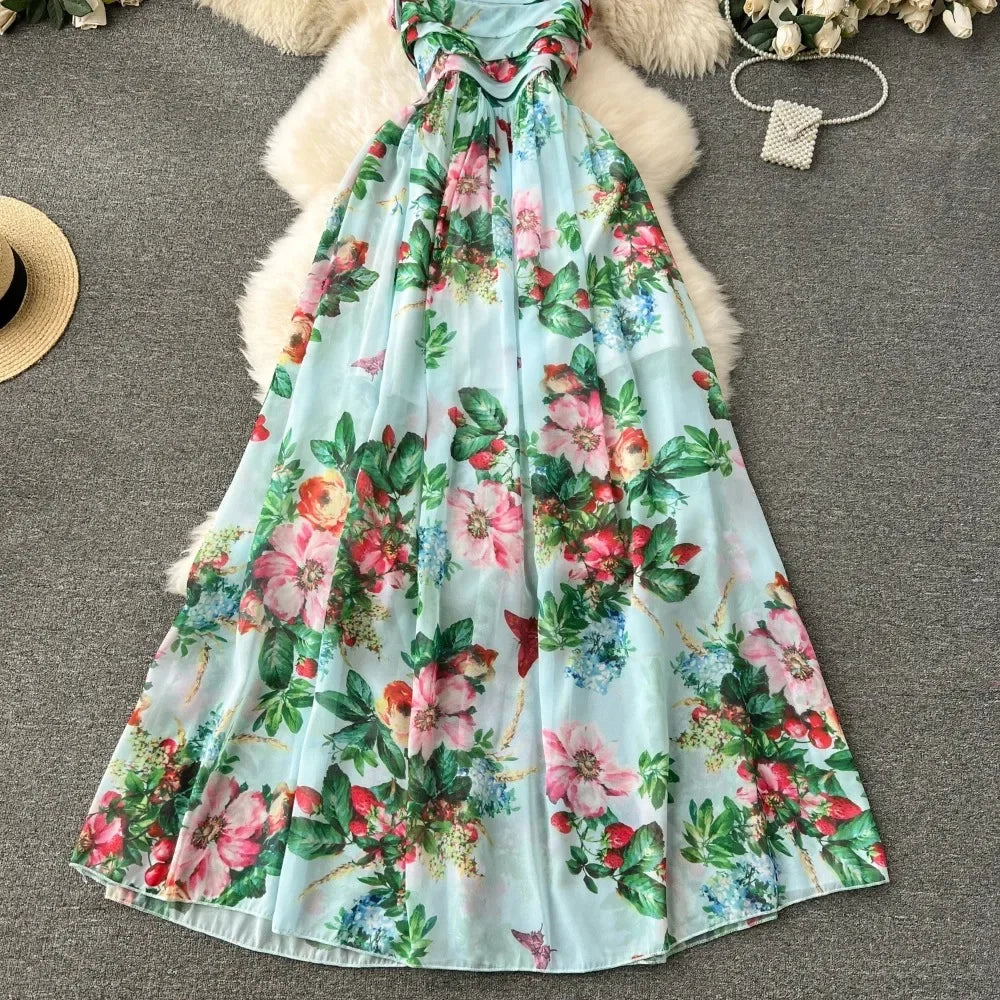 Elegant Floral Off Shoulder A Line Dress for Women