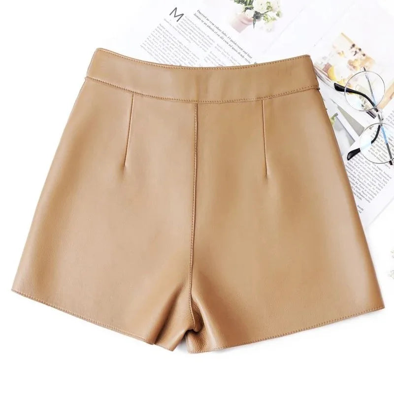 Women's Genuine Leather Shorts 2025 New Style Fashionable Ladies Short Pants
