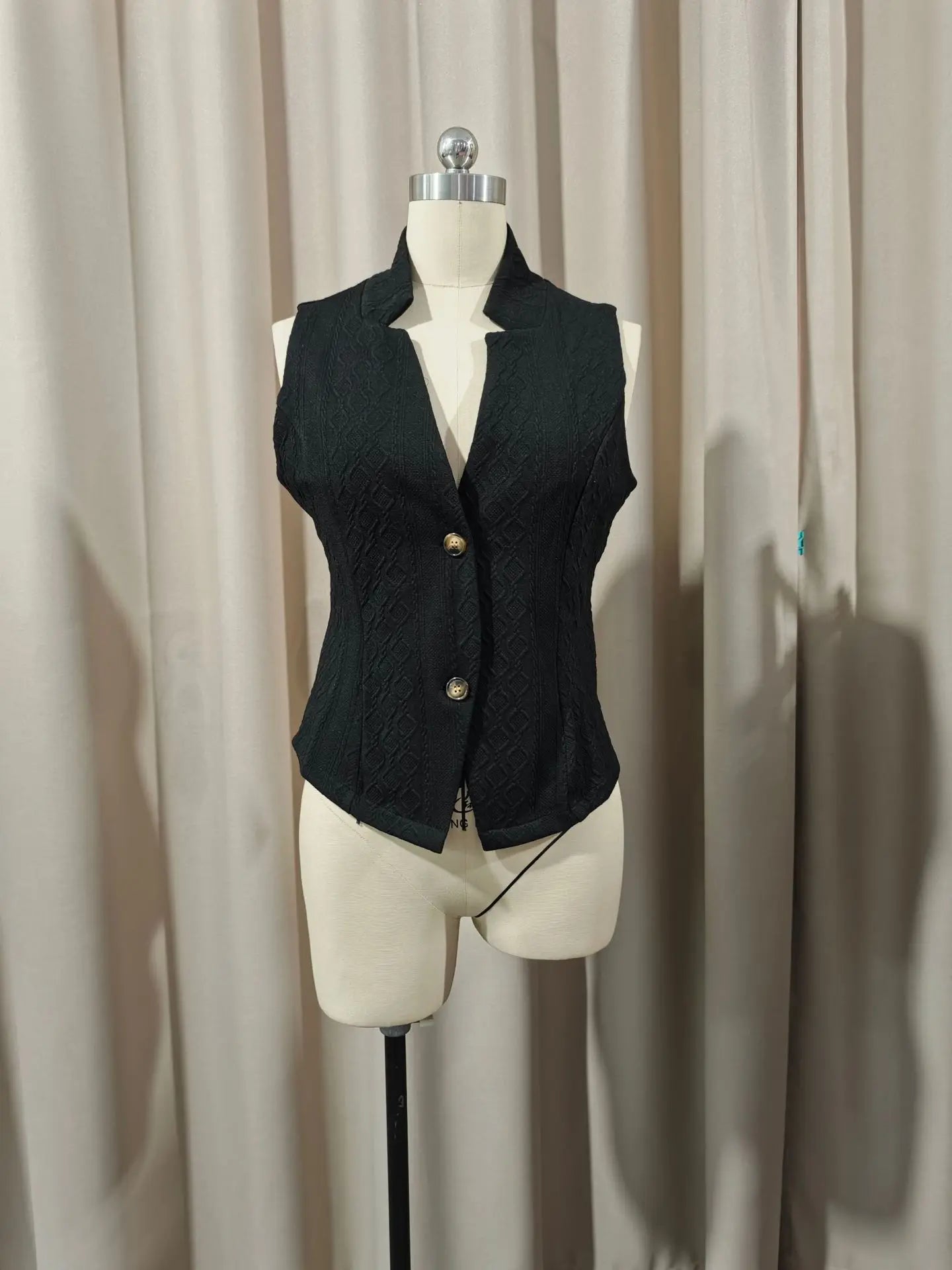 Solid Color Slim Fit Sleeveless Vest With Stand Up Collar for Women