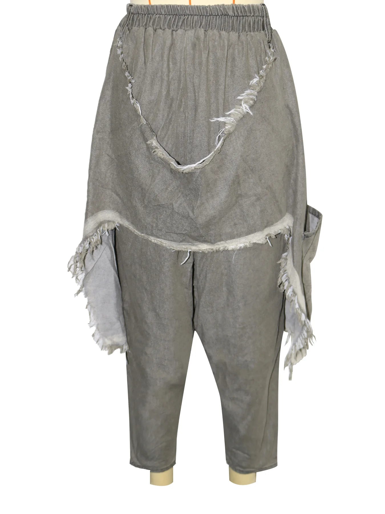 Drawstring Tie Dye Camouflage Ripped Harem Pants for Women
