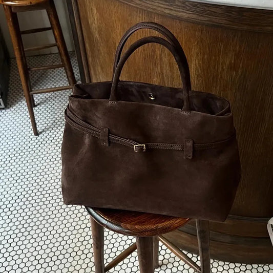 Autumn and winter new frosted suede belt buckle hand-held tote bag lazy style commuting women's bag