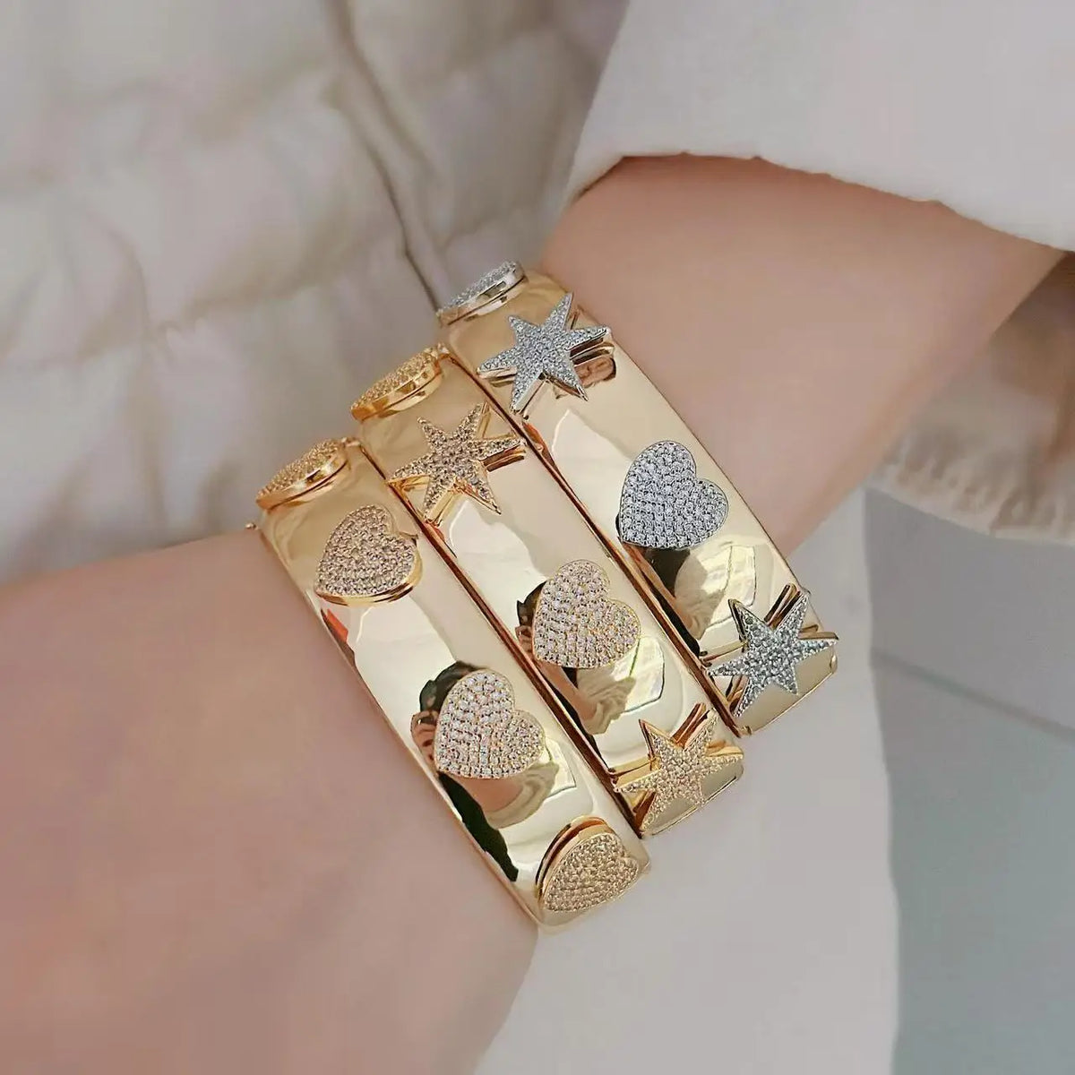 Hexagonal Star Statement Bangle for Women