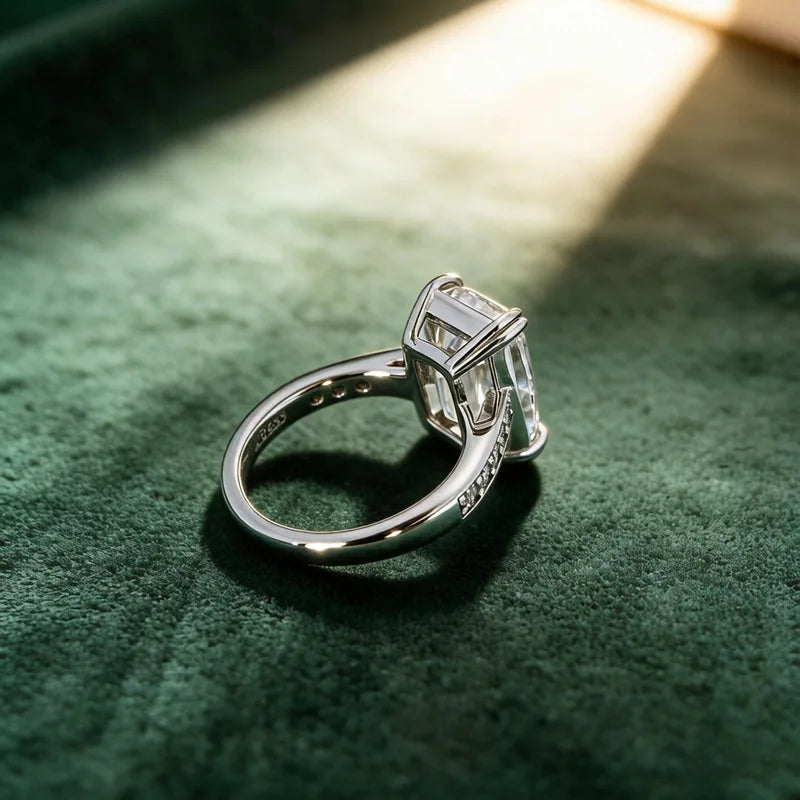 Old European Cut Moissanite Sterling Silver Ring for Women