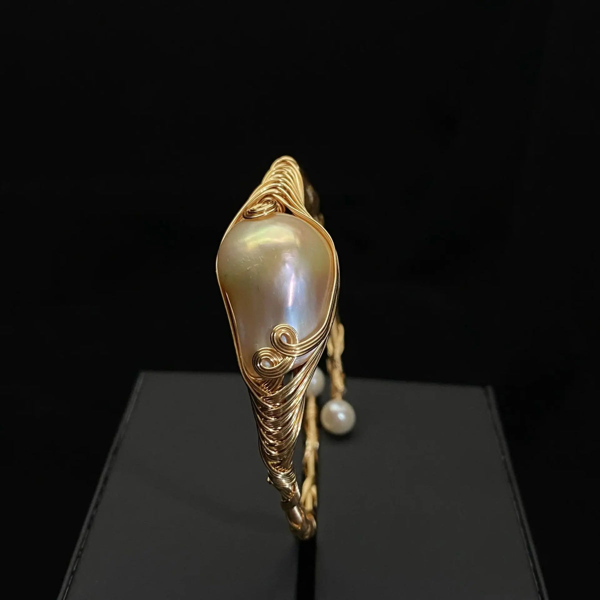Baroque Pearl Handwoven Adjustable Cuff Bracelet for Women