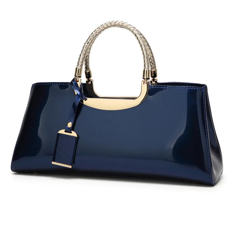 Plaid Patent Chain Evening Clutch