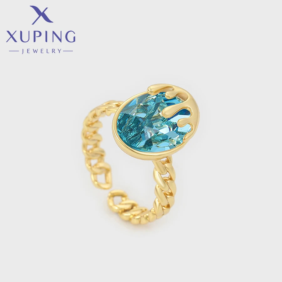 Open Gold Plated Crystal Cocktail Ring