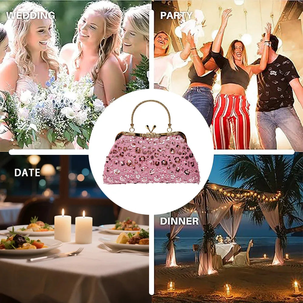 New Dinner Handbag Sequined Diamond Dinner Party Women's Handbag Luxury Brand Fashion Trend Women's Shoulder Crossbody Bag