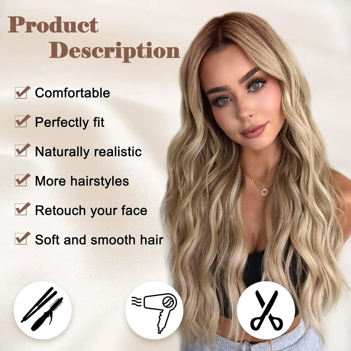 Synthetic Middle Part Wavy Lace Front Wig For Women