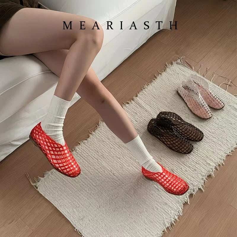 Breathable Hollow Jelly Slip On Casual Flats for Women