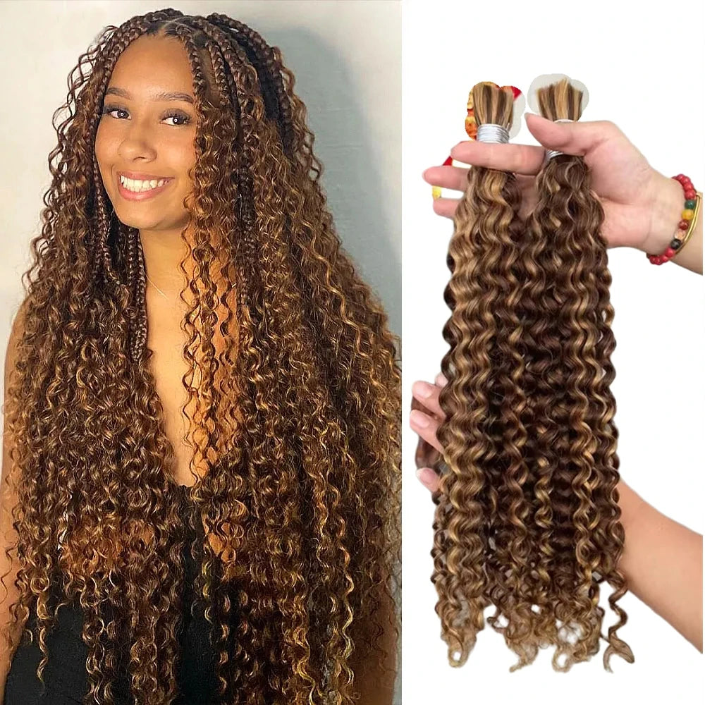 Ombre Deep Wave Human Hair Braiding Extensions for Women