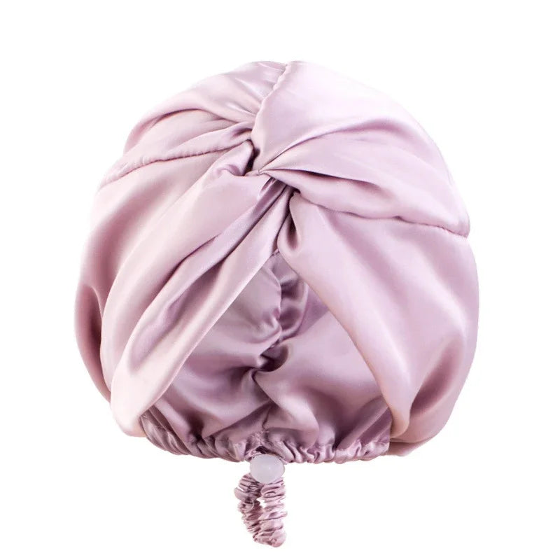 Soft Satin Sleep Turban Cap With Adjustable Fit for Women
