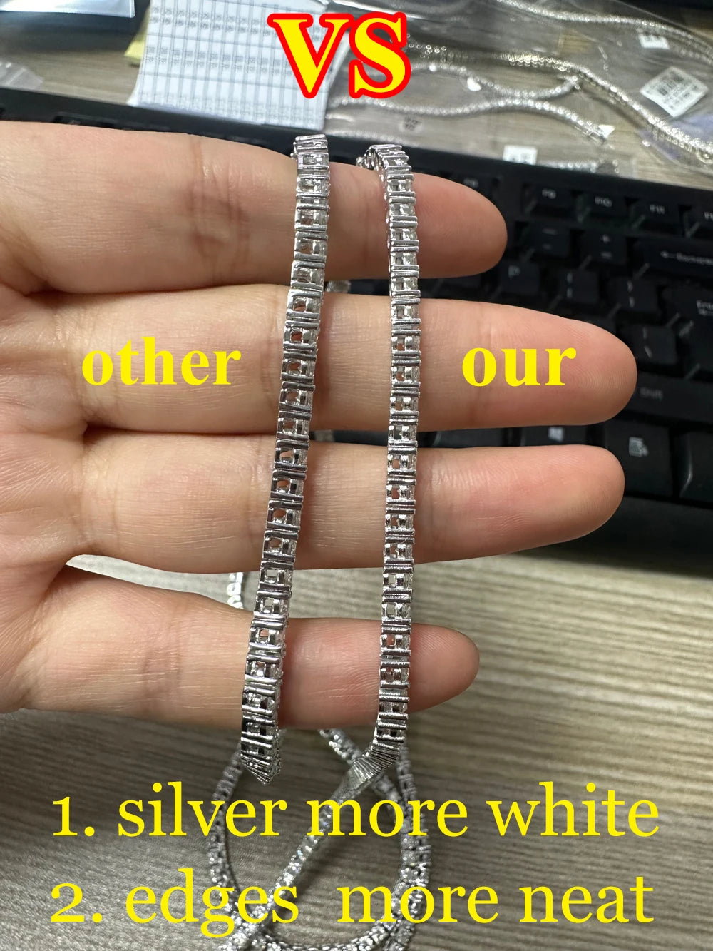 Moissanite Sterling Silver Tennis Chain Bracelet for Women