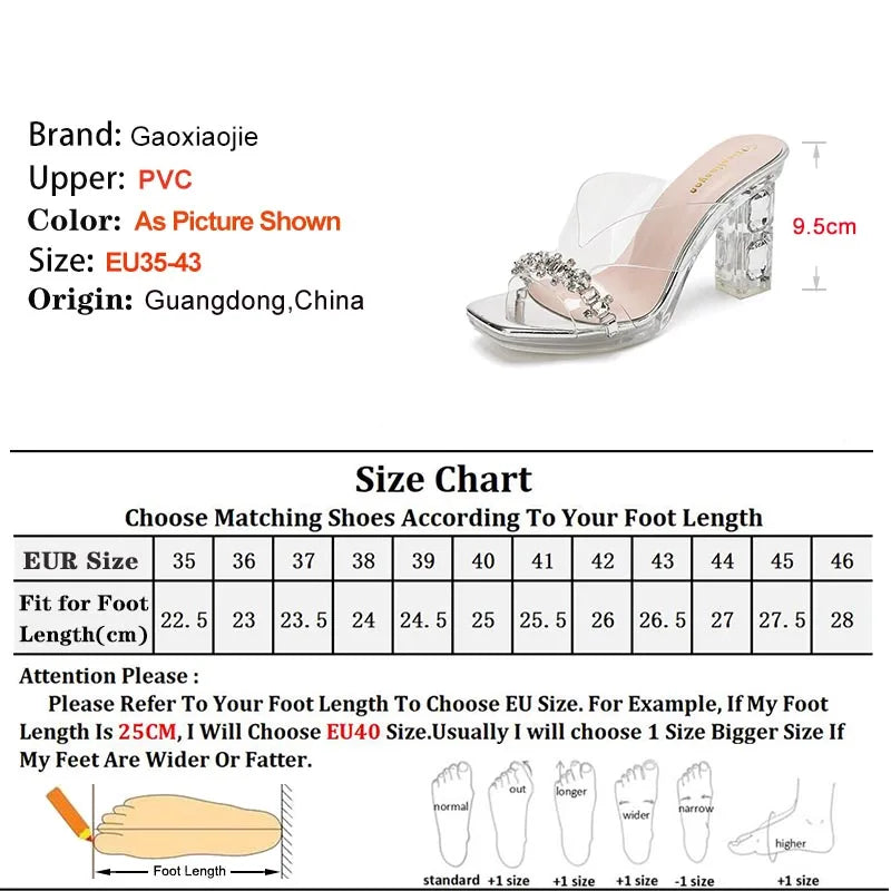 Crystal Rhinestone Thick Sole High Heel Sandals for Women