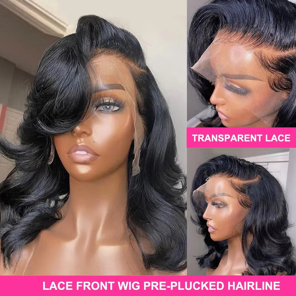 Short Natural Body Wave Lace Front Bob Wig for Women