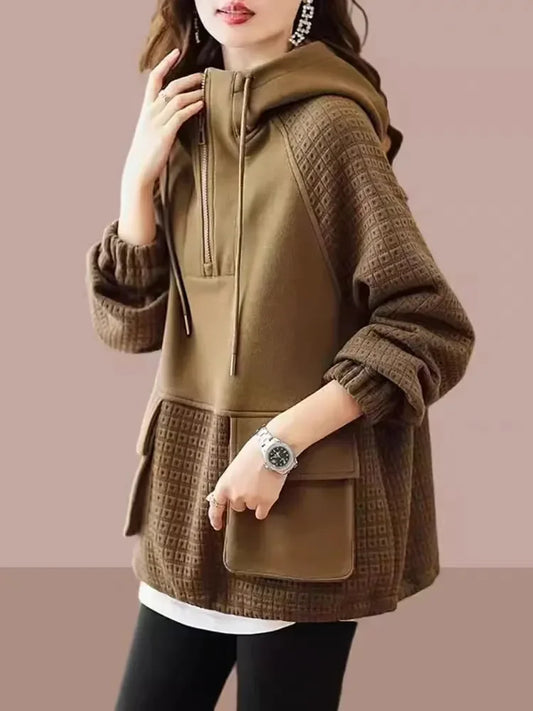 Sweatershirt Japanese Cotton Jacket Women's Autumn And winter New Female Coat Hooded Long-Sleeved Coat Coffee Black Shirt Plus