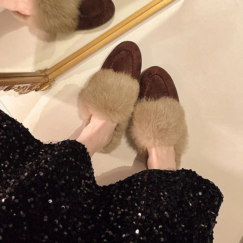 Plush Faux Fur Slippers
