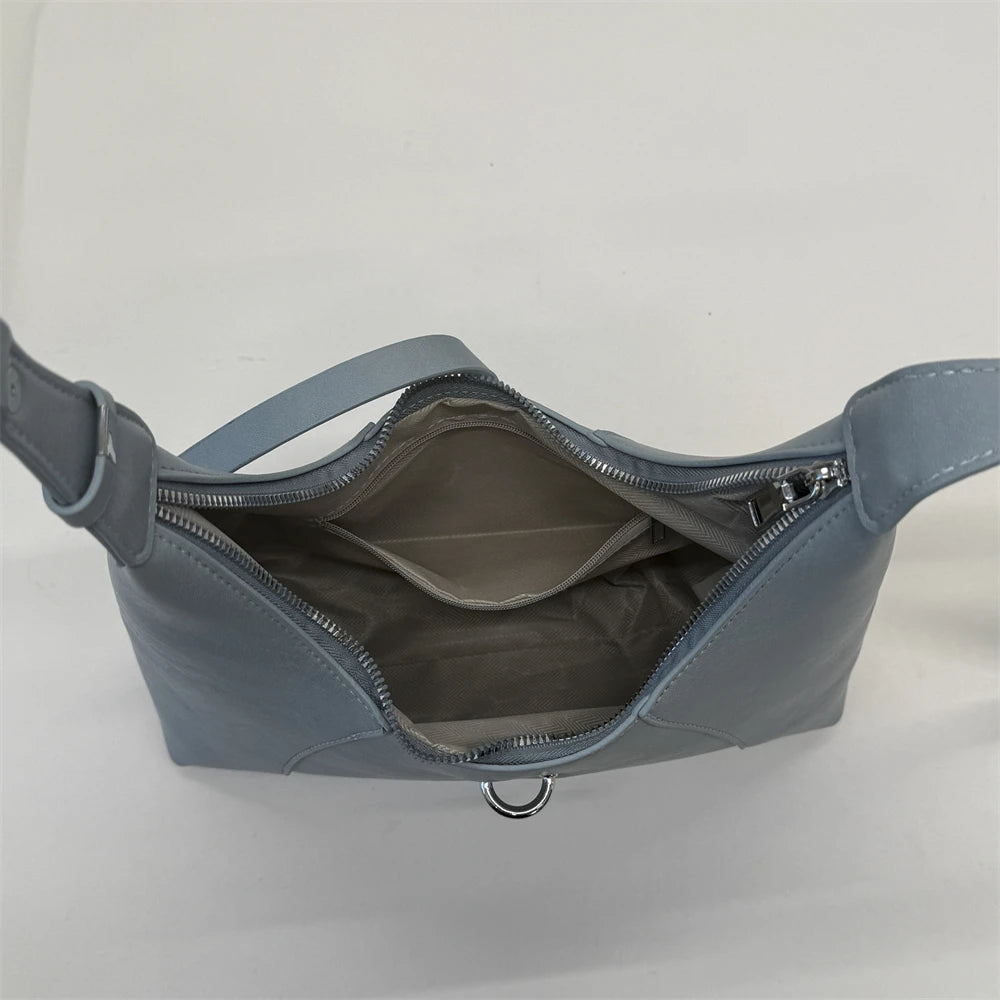 Solid Color Faux Leather Hobo Shoulder Bag for Women