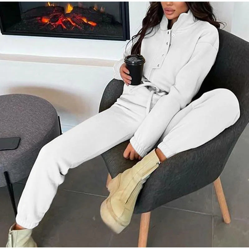 Casual Stand Collar Long Sleeve Jumpsuit for Women