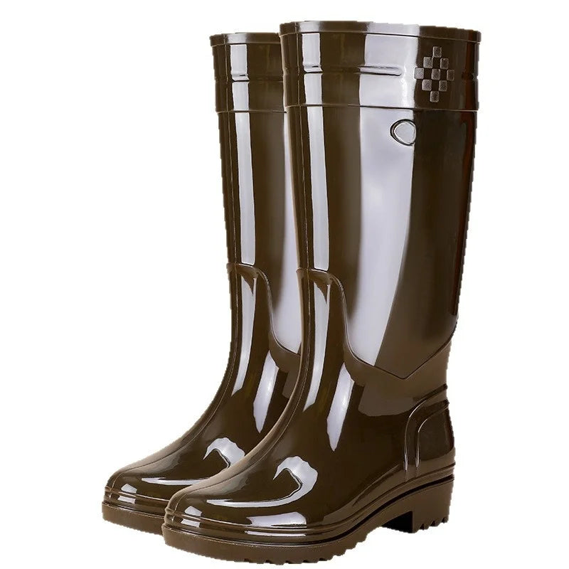Bright Green Knee High Rain Boots With Antislip Sole for Women