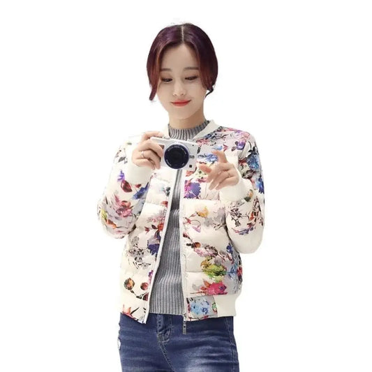 2026 Autumn Winter Women's New Cotton Jacket  Fashionable Slim Coat Baseball Cotton Jacket Printed