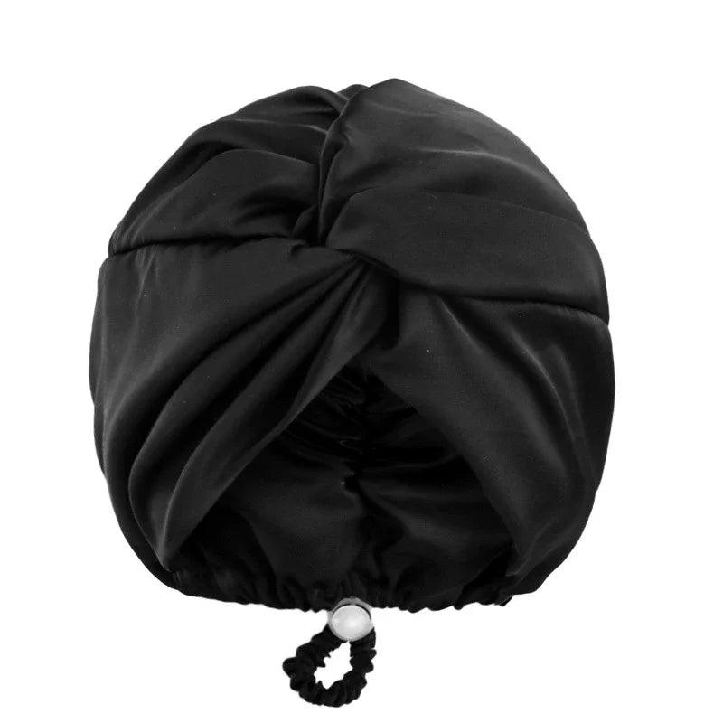 Soft Satin Sleep Turban Cap With Adjustable Fit for Women