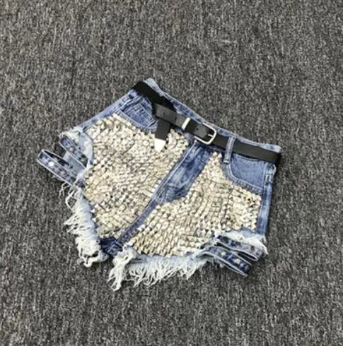 Relaxed Fit High Waisted Denim Shorts With Tassel Accents For Women