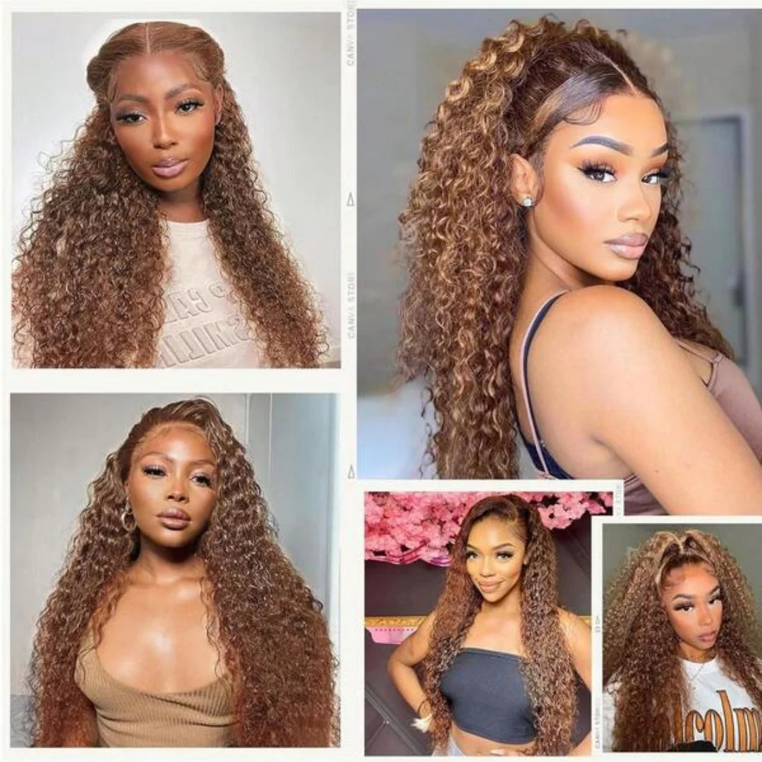 Chocolate Brown Deep Curly Human Hair Lace Wig for Women