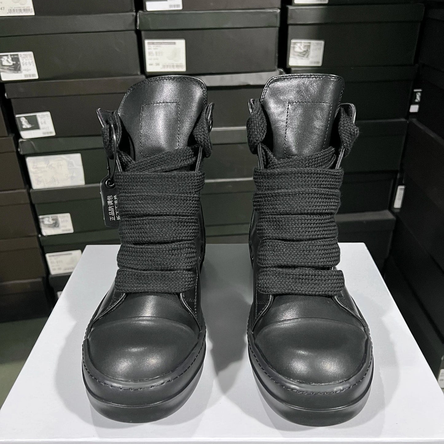 Height Enhancing Leather Platform Boots