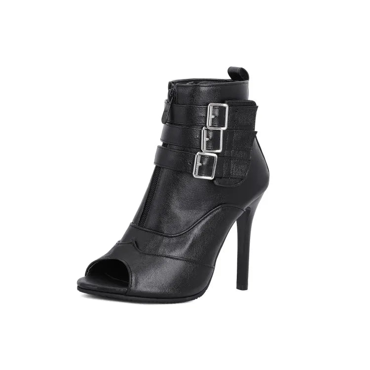 High Top Leather Dance Boots Square Heel