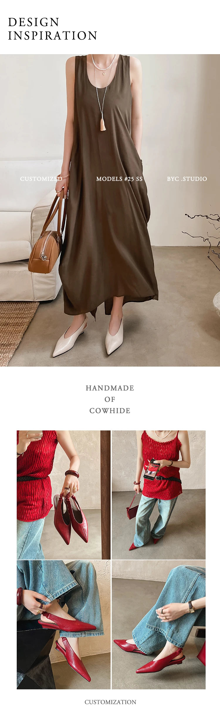 Elegant Handmade Real Leather Slingback Sandals for Women
