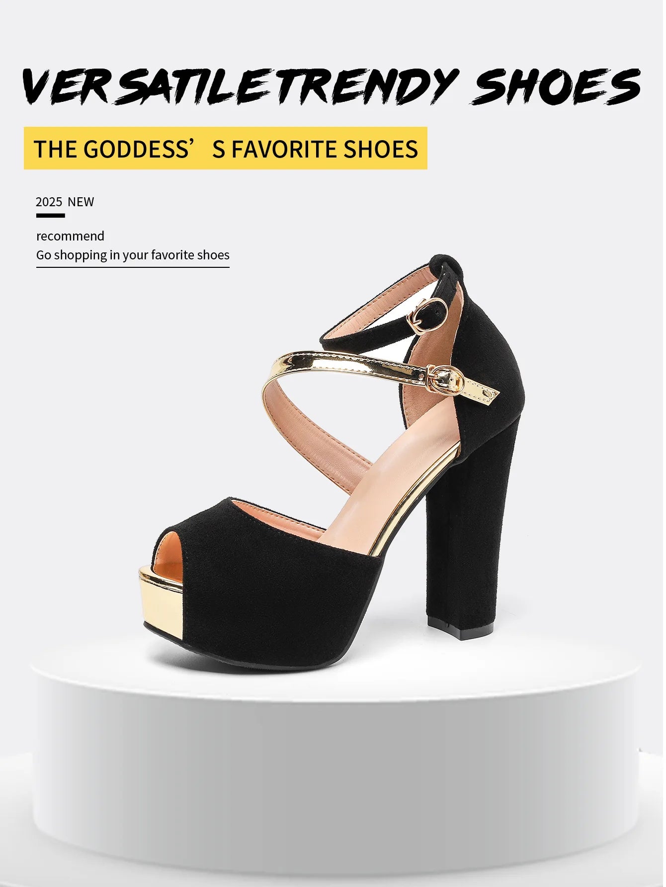 Peep Toe Square Heel Platform Sandals