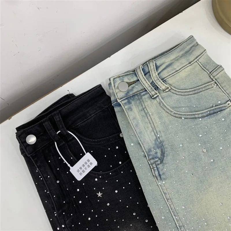 High-Waisted Mini Dress With Rhinestone Embellishments Sensible Design Denim Skirt For Women New Summer Style #17