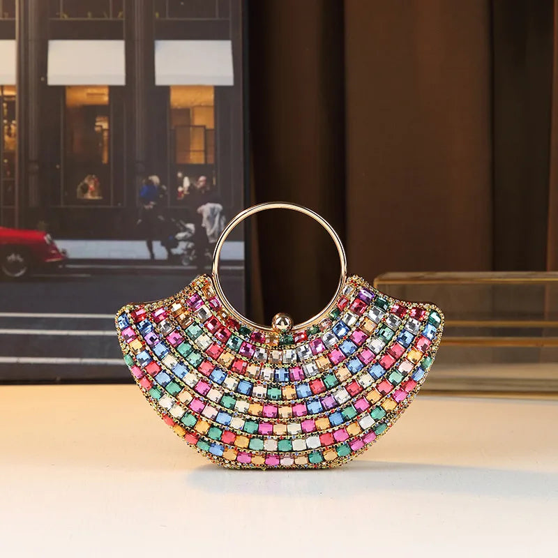 New Evening Women's Bag Luxury Brand Diamond-encrusted Sparkling Dinner Party Handbag Diamond-encrusted Women's Shoulder Bag