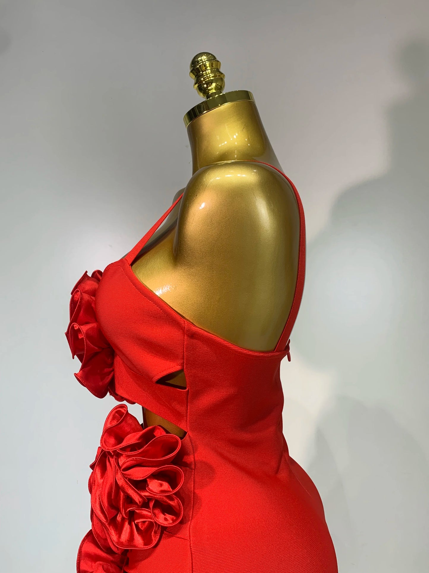 Women Sexy Cut Out Bodycon Flower Mini Dress Women Red Backless Dress Nightclub Celebrity Elegant Evening Party Birthday Dress