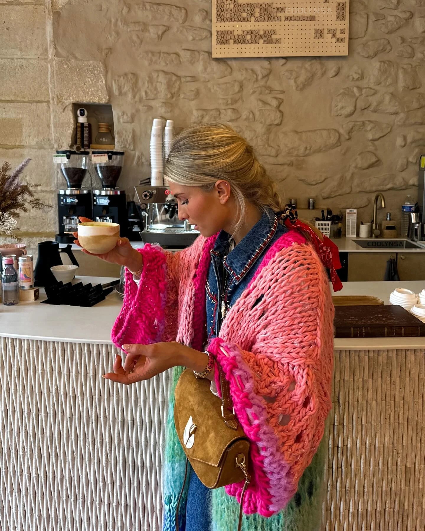 Boho Colorful Luxuriously Handknit Bell Sleeve Crochet Loose Kimono Cardigan 2024 Women Fall Winter Coat Beach Coverup Dress K12