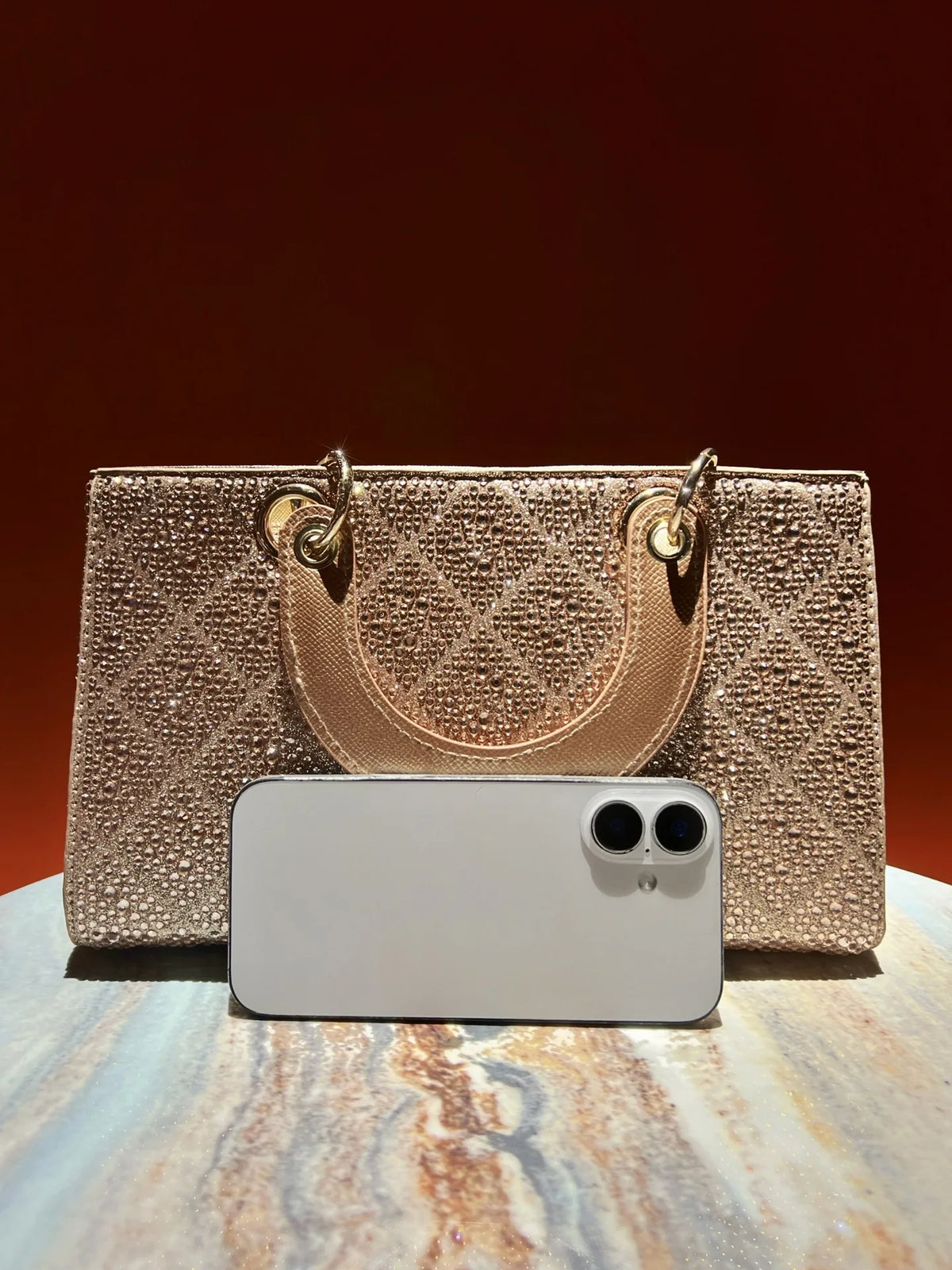 Rhinestone Party Handbag With Messenger Strap for Women