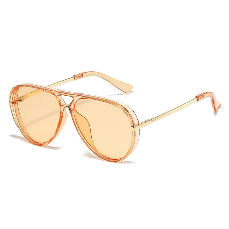 Green Pink Gradient Oval Sunglasses