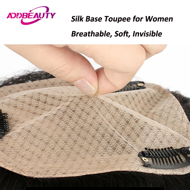 Natural Straight Silk Base Human Hair Topper for Women