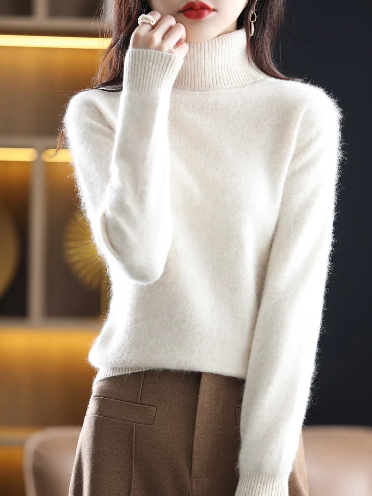 Soft Warm Knit Cashmere Turtleneck Sweater for Women